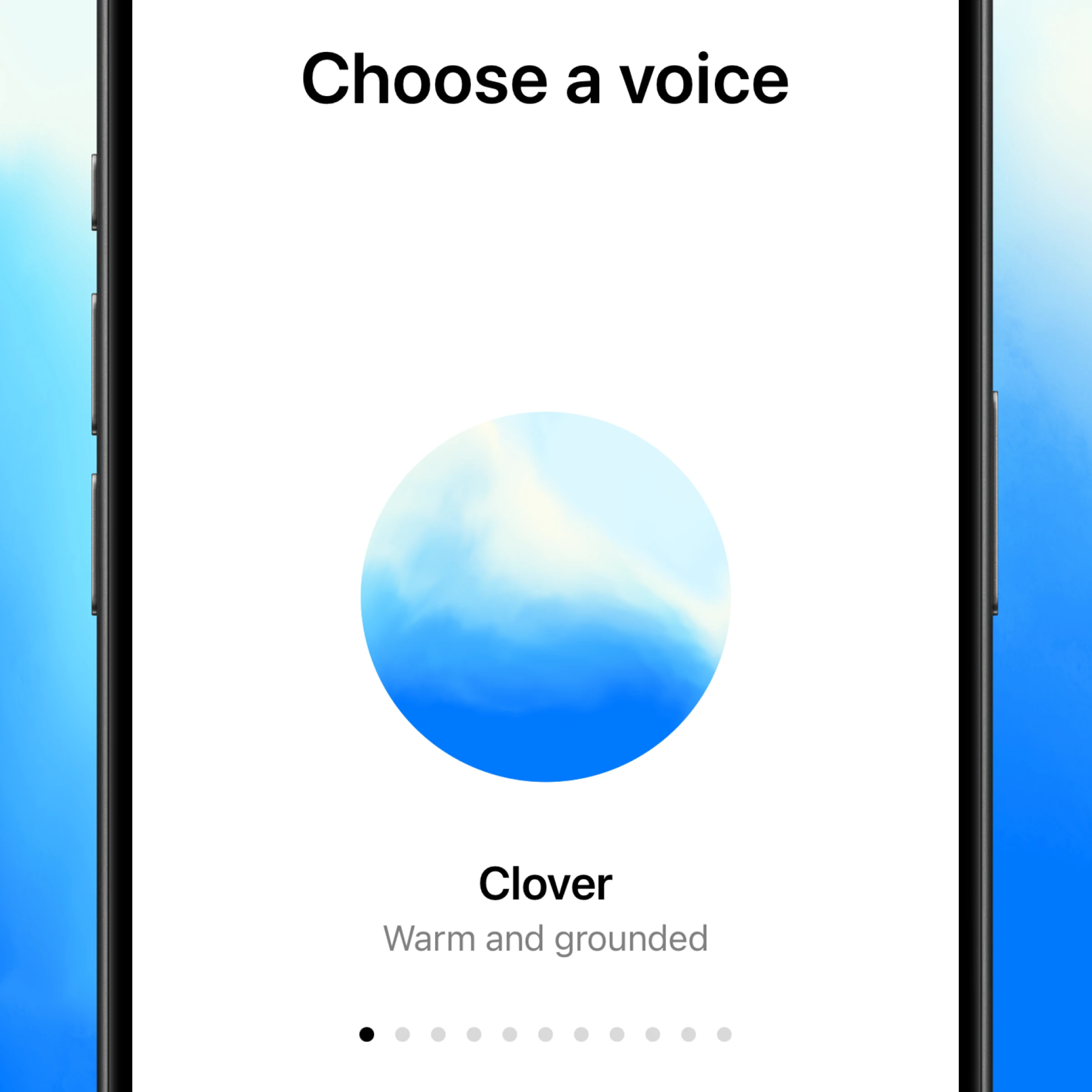OpenAI's choose-a-voice screen, part of the new ChatGPT voice mode.