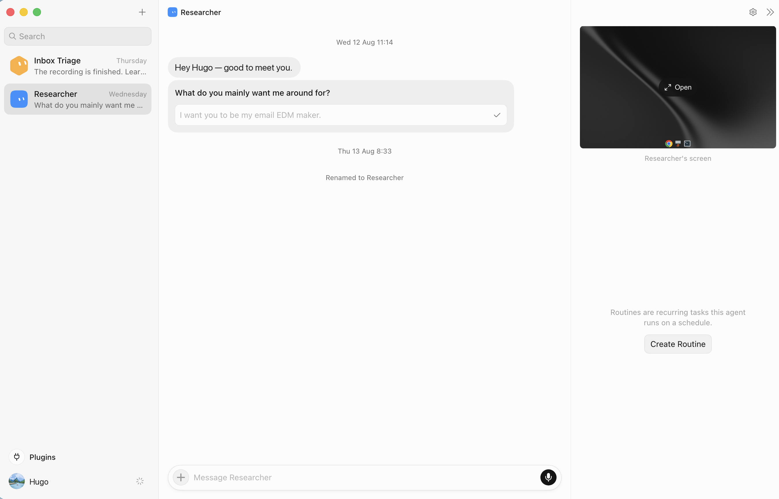 The Grok Bot interface: a bot with its own cloud computer, Chrome, terminal and logins.