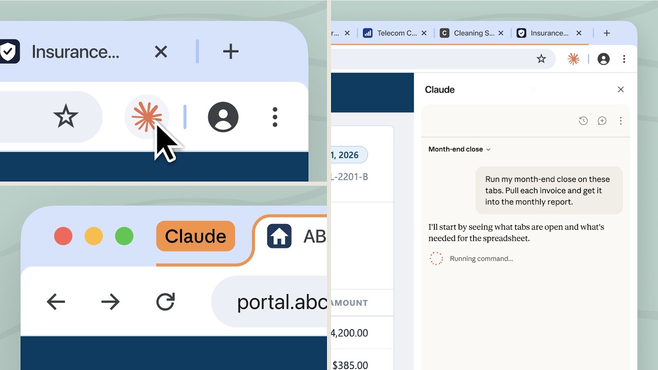 Claude in Chrome working inside a website's side panel.